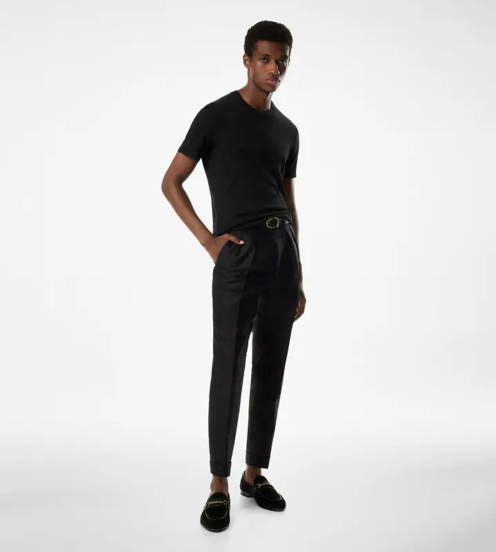 PLACED RIB CREW NECK T-SHIRT BLACK online